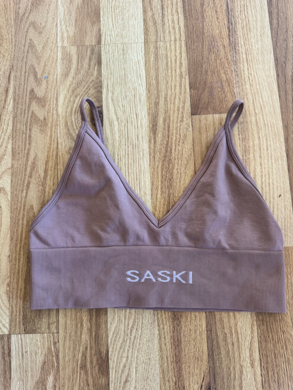 SASKI Mauve-Brown Ribbed Women's Swim Top